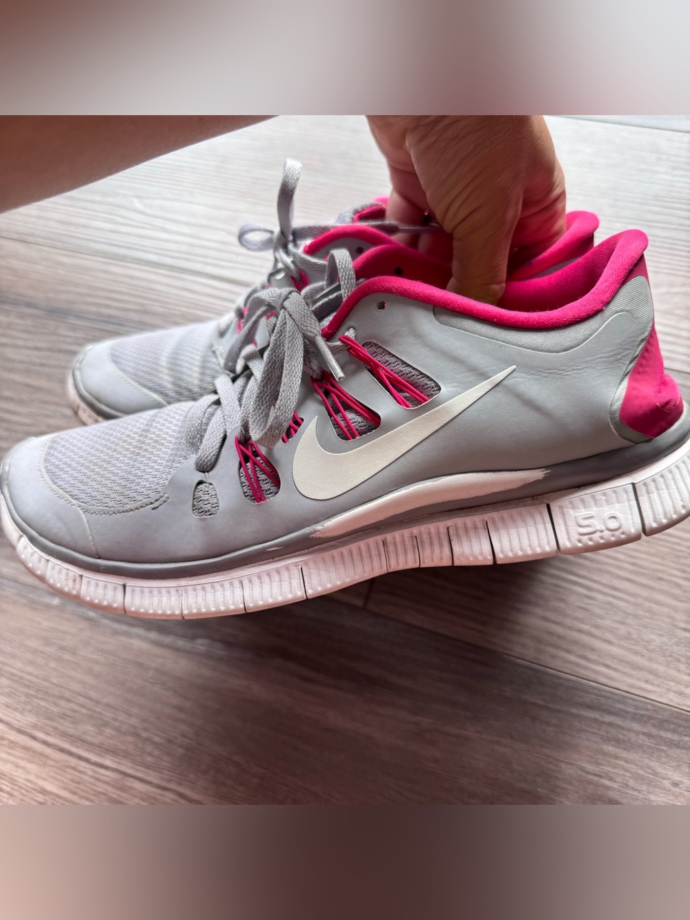 Nike Women’s Gray and Hot Pink Athletic Running Sneakers